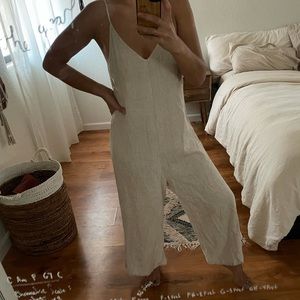 Linen blend flowy romper